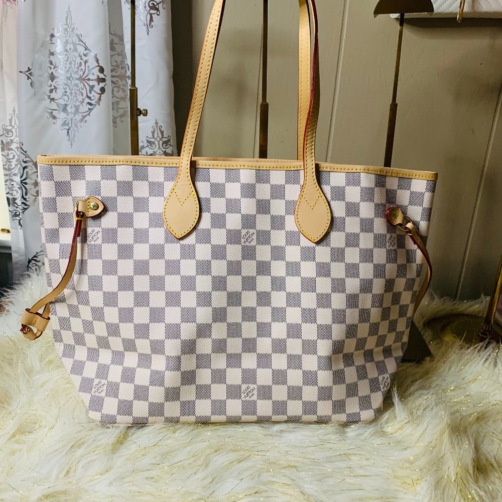 LV Neverfull MM Tote Bag Damier Azur